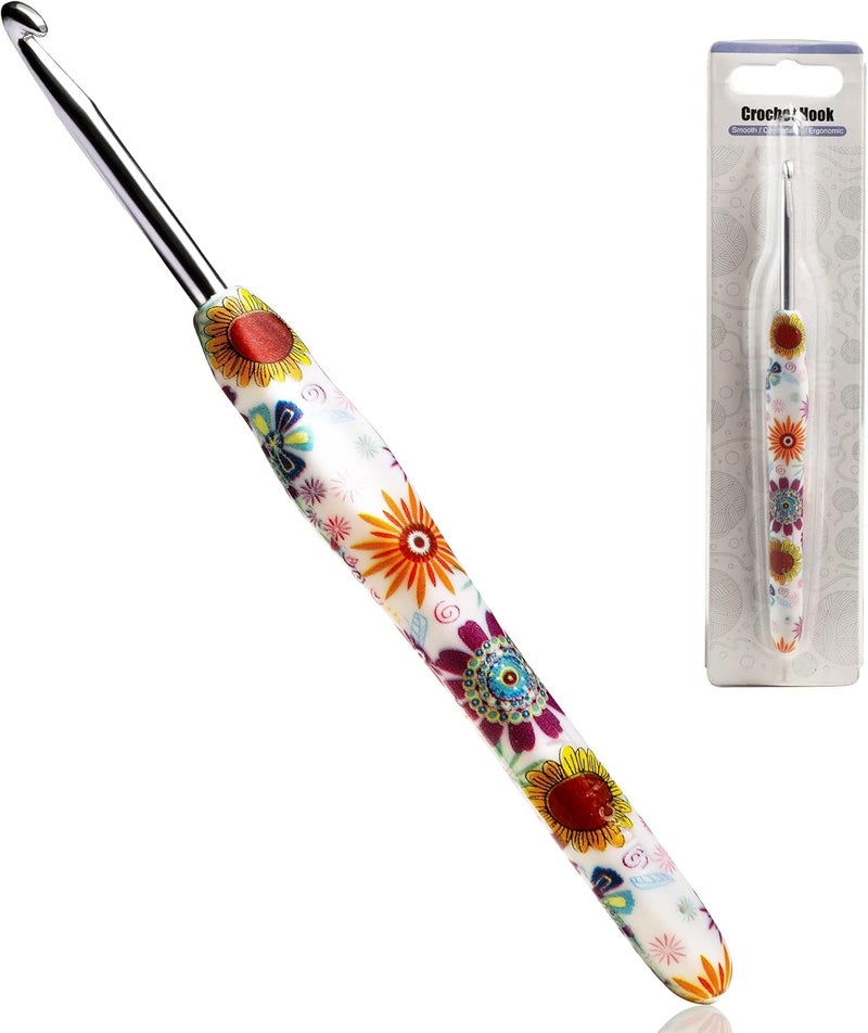 LOOEN 4.5mm Crochet Hook, Ergonomic Handle for Arthritic Hands, Soft Rubber Grip Extra Long Knitting Needles for Beginners and Knitting Crocheting Yarn (4.5mm) - Image 1